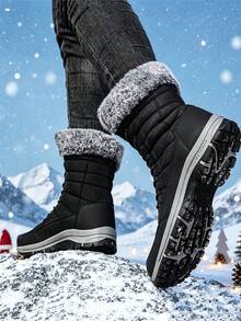 Botas de Caminhada de Inverno Masculinas Pretas, Estilo Atemporal Novo, Marca, Sapatos Masculinos Plus Size, Botas de Caminhada ao Ar Livre, Botas Esportivas de Caminhada, Botas de Primavera, Botas de Outono, Botas de Inverno, Botas Multiterreno, Botas de Caça, Botas de Camping, Botas Masculinas com Forro de Pele Longa para Manter o Calor, Botas de Esportes na Neve, Presente de Natal, Botas de Plataforma Antiderrapantes, Duráveis, Resistentes ao Frio, Sapatos Esportivos de Inverno de Alta Qualidade, Botas de Tornozelo Masculinas/Femininas de Outono/Inverno, Sapatos Esportivos ao Ar Livre, Tamanho 36-48 - Preto - Visão 8