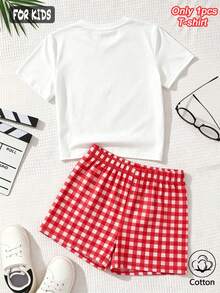 Camiseta de manga corta de algodón para niñas, con un estampado de tres piñas sonrientes, en un estilo lindo y dulce, para verano/otoño - Blanco - Ver 5