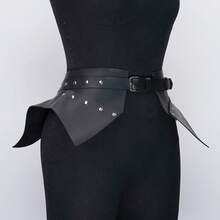 Punk Gothic PU Leather Wide Peplum Corset Waist BeltPunk,Gothic,PU Leather,Wide Belt,Peplum Belt,Waist CincherCorset Belt,StreetwearDaily Outfit - 黑色 - 查看 11