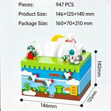 947pcs Astronaut/1011pcs Crocodile Storage Box Assembly Ornament, Multi-Color Cat Assembly Building Blocks Micro Particle Building Blocks Tissue Box Toy, Creative Assembly Gift - Multicolor - View 4