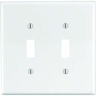 PJ2-W 2-Gang Toggle Switch Wallplate, Midway Size, White