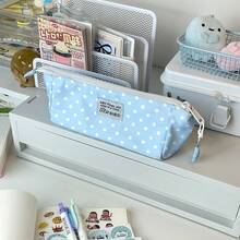 1pc New Polka Dot Series Korean Style Fashion Minimalist Pencil Case, Large Capacity Storage Bag, Cute Stationery Box For Middle And High School Students, Essential For New Semester! - A - View 8