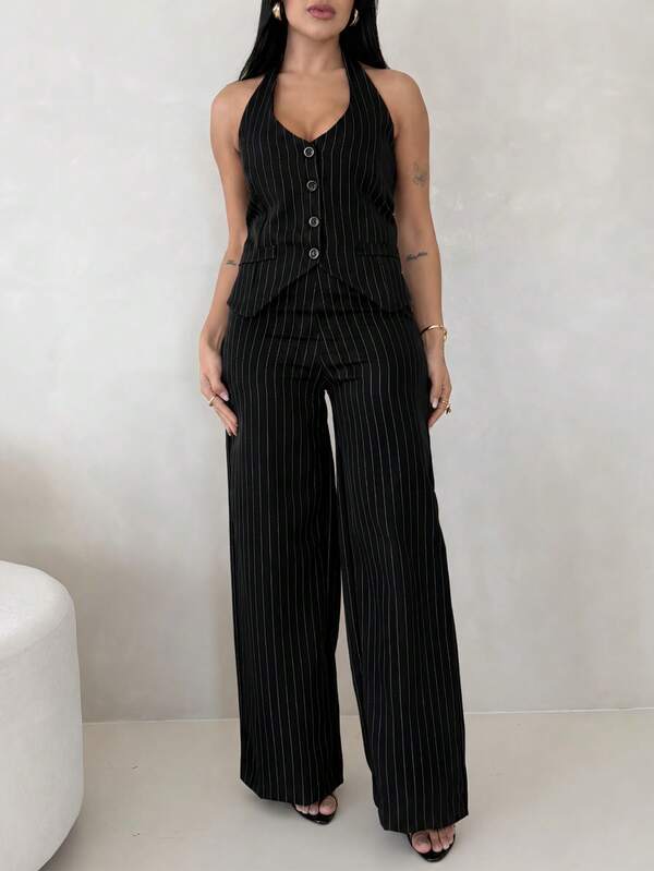 Conjunto Feminino Risca De Giz Top E Calça - Lunii Outono e Inverno