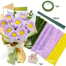 212pcs Purple Pink Gold Sunflower Color Velvet Ribbons, 3-Color Mixed Large Capacity Velvet Ribbons, Suitable For Sunflower Sets, Floral Wire, Gardening Tape, Greeting Cards, Ramadan, Valentine's Day, Mother's Day, Graduation Gifts - 212pcs Set - View 13