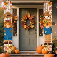 1 Pair/2pcs Autumn Porch Hanging Decor - Rustic Harvest Decoration, "Welcome Autumn" Banner, Suitable For Indoor And Outdoor Use, Thanksgiving - A - View 6