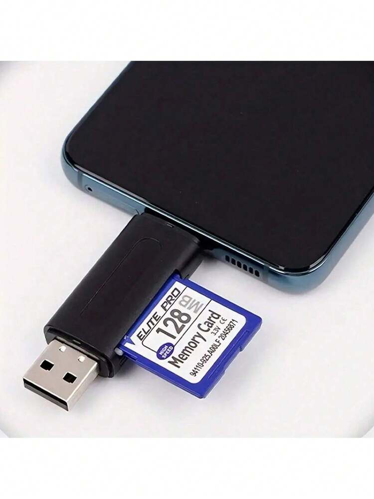 USB-A & Type-C 二合一雙卡槽讀卡機，輕薄塑膠便攜迷你 TF SD 卡轉接器，相容手機與筆電，支援 SD/TF/SDHC/SDXC，雙卡不可同時讀取，OTG 記憶卡讀卡機，不含記憶卡 - 黑與白 - 查看 8