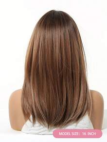 Topshe Ava WIGS 18英吋黑棕色長層次假髮附瀏海，柔軟易造型合成纖維髮，適合女性日常配戴、上班、度假，亦適合作為萬聖節、聖誕節女性禮物 - 摩卡棕 - 查看 5