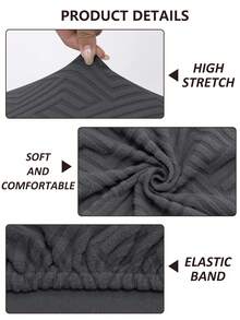 1pc Solid Color Jacquard Stretch Removable Machine Washable Sofa Cushion Cover, Polyester Sofa Seat And Backrest Cover For Living Room - Grey - View 8