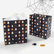2026 New Halloween Ghost Pumpkin Gift Paper Bag, Small Cartoon Gift Packaging Bag - 5 Items - View 3