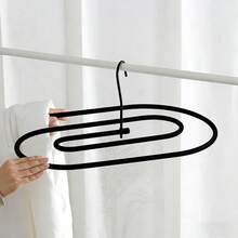 1pc Black Iron Oval Spiral Hanging Rack, Space-Saving Rotatable Bedding & Blanket Drying Rack, Suitable For Balcony And Laundry Room - View 2