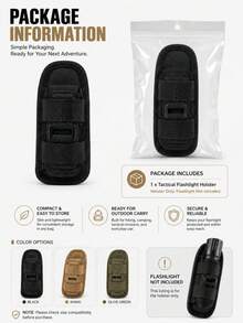 1pc Tactical Flashlight Pouch With Rotatable Flashlight Holder, Equipped With Belt Clip And 360 Degree Mounting Engineering Fastener - Multicolor - View 7