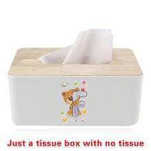 Nordic Tissue Box Bamboo-Lid Solid Wood Storage Case Desktop Napkin Holder Car Paper Dispenser Dormitory Organizer Box Holiday Decoration Storage Suitable For Home Office Use Initial Name 26 Letters Pattern - White - View 22
