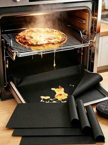 3 Piecesset Of Oven Pads, Non Stick Heat-Resistant Baking Tray, Easy To Clean And Reusable Baking Tray Bottom Pad, Baking Tray, Kitchen Cooking Accessories, Essential Items For Autumn Baking, Kitchen Accessories, Food Wrap, Home Accessories - Black - View 3