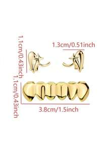 3件/1套時尚牙套 Grillz－2件平頂款與6件底部開口可調節嘻哈牙飾，中性款，適合日常配戴、派對表演道具 - 彩色 - 查看 10