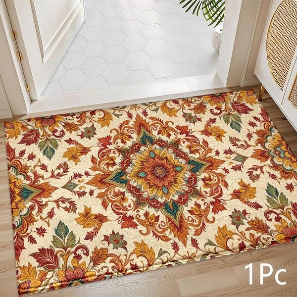 2D Vintage Bohemian Stijl Bedrukt Patroon, Slaapkamer Deurmat, Dagelijkse Decoratieve Vloermat Voor Huisentree, Veranda, Binnen - Zacht, Duurzaam, Machinewasbaar Vloerkleed, Geschikt Voor Woonkamer, Badkamer, Slaapkamer, Spelruimte, Wasruimte, Studentenwoning Decor