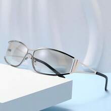 1pc Wrapped Y2K All-Metal Frame Hollow-Leg Retro Glasses Fashion Eyewear Outdoor Daily Wear - Multicolor - View 6