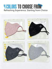 Floral Hollow Lace Sun Protection Face Mask, Adjustable Ear Loops, Lightweight Breathable UV Protection, For Women's Daily Use - Multicolor - View 4