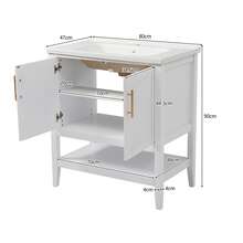 Old SKU: LY316467AAA-Badmöbel Single Vanity Unit With 80 Cm Base Cabinet And Ceramic Basin, White - White - View 8