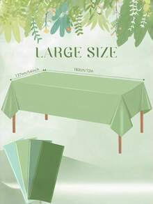 1pc Green Plastic Tablecloth | Light Green Disposable Waterproof Tablecloth, 4 Green Colors Available, Sage Green Tablecloth, 54x108 Inches, Fits 6-8ft Rectangular Tables, Indoor/Outdoor Party, Birthday, Wedding, Baby Shower Decoration - Multicolor - View 3