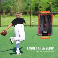 Baseball & Softball Rebounder Net – 2-In-1 Switch Hitter Pitch Trainer. 3 Zones With Varying Rebound Angles. Durable Steel Frame + UV-Resistant PE Net. Lightweight 7.3 Lbs. For Fielding/Throwing Practice - 3 X 4.5 Ft - View 4