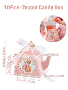 10pcs Teapot Shaped Gift Boxes, Spring Afternoon Tea Gift Candy Cookie Packaging Boxes, Elegant Paper Gift Packaging Boxes, Birthday Wedding Party Decoration Supplies, Baby Shower Party Decoration, Gender Reveal Party Decoration Supplies, Family Gathering Gift Packaging Supplies, Baby Girl First Birthday Party Decoration, Wedding Small Gifts, Tabletop Decoration, Home Decor, Spring Event Accessories, Party Small Gifts - Pink Teapot - View 5