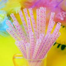 24pcs Reusable Fruit & Heart Print Straws, Assorted Patterns For Birthday Party Supplies, Birthday, Wedding, Bridal/Table Decor And Holiday Celebrations - Multi-color-24pcs - View 11