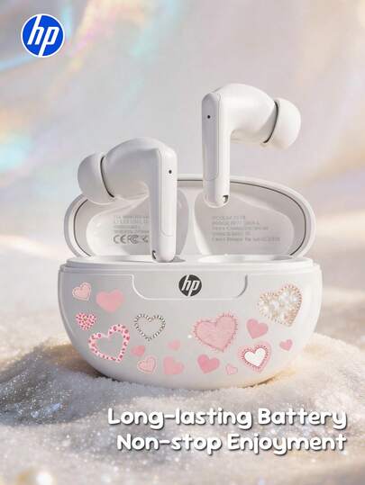 HP Wireless In-Ear Earbuds HD1, In-Ear Bluetooth Earbuds Type-C Interface, 5.3 Version Auto-Pairing Earbuds, Up To 30 Hours Battery Life, Wireless Earbuds With Microphone, Compatible With IPhone And Android, Leopard Print Sweetheart