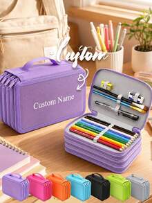 Tas Penyimpanan Pensil Portabel 4 Lapis Warna Solid, 72 Slot dengan Resleting, Cocok untuk Pensil Warna, Pena Gambar, Kuas Lukis, Ideal untuk Pelajar dan Pecinta Seni - MultiWarna - View 9