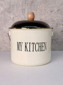 Vintage Luxury Enamel Storage Bucket With Lid, Large Capacity Home Storage Jar, Classic Colorful Floral Print Design, Fine Smooth Enamel Material Moisture-Proof Stain-Resistant Easy To Clean, Equipped With Metal Handle And Wooden Grip, Convenient And Effortless To Move, Sealed Lid Design Effectively Prevents Dust And Insects, Practical Storage For Kitchen Ingredients, Snacks And Dried Goods - View 15