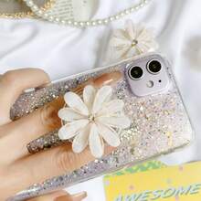 Feng Shui Rhinestone Metal Flower Phone Air Cushion Stand Adhesive Retractable Luxury Finger Ring Holder - Multicolor - View 1