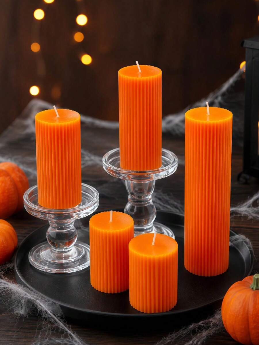 1pc Dark Orange Cylindrical Scented Candle, Diameter 1.97 Inches (1.97-7.87 Inches Optional), Suitable For Atmosphere Creation, Home Decor, Party, Table Setting, Desk Decoration, Halloween, Halloween Decor, Halloween Gift - Multiple Specifications - View 1