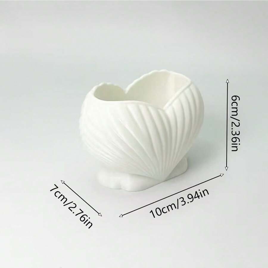 Heart-Shaped Shell Design Bathroom Storage Rack, Art Studio Pen Holder, Bathroom Storage Accessories, Makeup Brush Holder - A - View 1