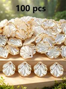 50/100/200pcs 20mm White Shell-Shaped Acrylic Beads, Cream Petal Bead Caps, Suitable For DIY Crafts, Jewelry Making And Phone Case Decoration - Multicolor - View 19