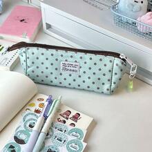 1pc New Polka Dot Series Korean Style Fashion Minimalist Pencil Case, Large Capacity Storage Bag, Cute Stationery Box For Middle And High School Students, Essential For New Semester! - A - View 7