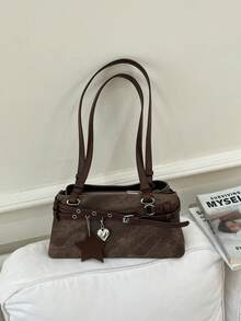 Bolso de axila premium para mujer, nuevo este año, bolso baguette de lujo ligero de nicho, bolso de hombro para ir al trabajo, bolso de hombro vintage - Café - Ver 5