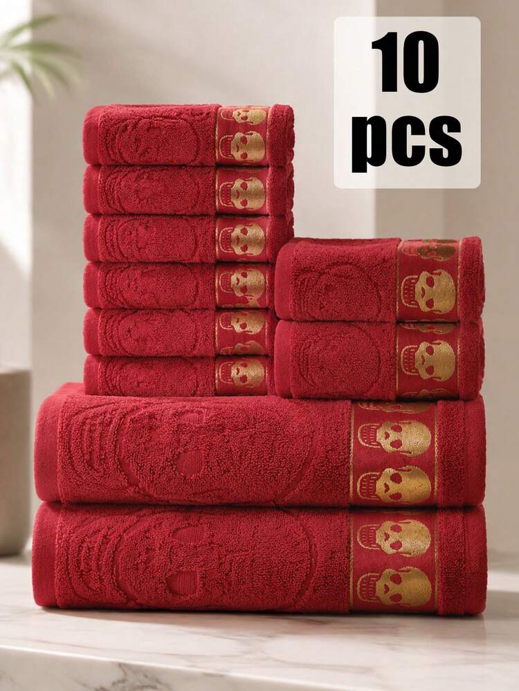 10Pcs Halloween Ghost Towel Set Bathroom Towels With Cute White Ghost Pattern Ultra Soft Absorbent Towels For Bathroom Decor Halloween Gifts Kitchen Towels-Red - Rose Red - View 7