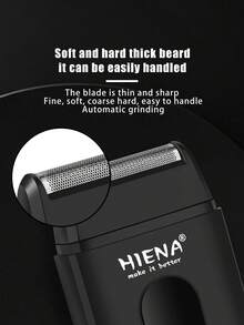 HIENA Multi-Function Electric Shaver, Men's Electric Shaver, Reciprocating Shaver, Perfect For Trimming Hair And Facial Hair. Comes With Brush, High-Quality Gift Choice, Mini Model Convenient For Travel - Black - View 3