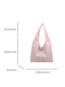 Bolso de hombro de gran capacidad para mujer, de unicolor, de moda para el uso diario y desplazamientos - Rosa - Ver 5