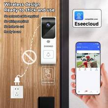 جرس باب ذكي لاسلكي 4 ميجابكسل، 2 في 1 جرس باب وكاميرا أمنية، إرسال متزامن WiFi 2.4G/5.8GHz، صوت ثنائي الاتجاه، اكتشاف الحركة بالذكاء الاصطناعي، تسجيل وتخزين سحابي، بطارية 4500mAh منخفضة الطاقة للغاية، للمنزل والشقة والممر - مشاهدة 11