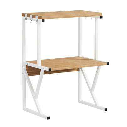 Senmeo 1pc, 3-Tier K-Shaped Kitchen Rack, Carbon Steel, White, Reinforced K-Frame, Microwave/Oven Storage, Multi-Layer Organized Storage, Complete Assembly Kit, White.