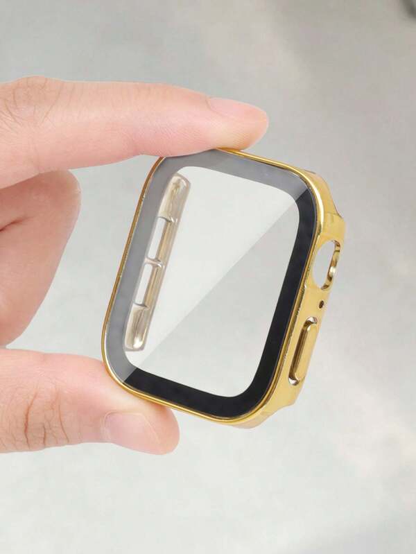 Huastonband 1pc Gold Case With 3D Angular Design, PC Hard Material With Screen Protector, Anti-Collision And Anti-Scratch Protective Cover, Global Hot-Selling New Product Suitable For Ultra3 SE S9/8/7/6/5/4/3/2/1 Series, 38mm 40mm 41mm 42mm 44mm 45mm 49mm Smart Watch Accessories, Men's And Women's Accessories Essential For Summer Beach Activities And Gatherings, Mother's Day, Teacher's Day, Graduation And Classmate Gifts.