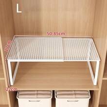 1pc Stackable Metal Closet Storage Shelf, Expandable Wardrobe Layer Organizer, Space Saving Clothes Rack For Bedroom Cabinet - Multicolor - View 10