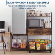 Techigher Mini Fridge Stand With Drawers, Heavy Duty Kitchen Baker's Rack With Mini Fridge Space, 5-Tier Microwave Stand & Coffee Bar Station, Space Saving Utility Organizer Cabinet For Office, Dorm, Studio - Multicolor - View 3