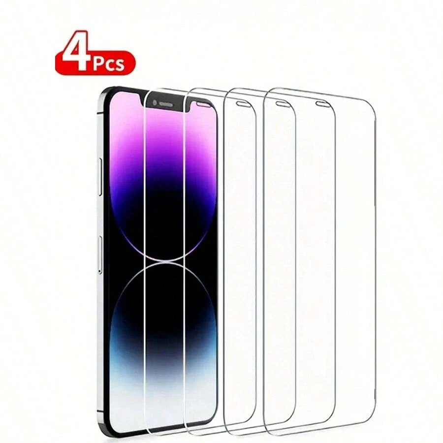 4pcs Screen Protector, Anti-Scratch Tempered Glass Film, Compatible With IPhone 6/7/8/XR/X/XS/11/12/13/14/15/16/17/Pro/Pro Max/Max/Plus/Mini/Air - Clear - View 1