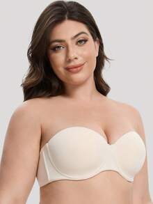 MELENECA Women's Strapless Bra For Large Bust Back Smoothing Plus Size With Underwire - Champagne - View 4