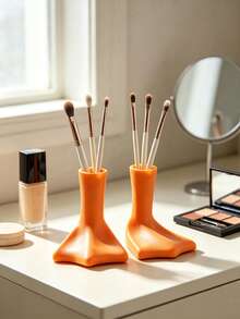 1pc Duck Foot Toothbrush Holder, Makeup Brush Organizer, Desktop Decor, Creative Cute, Suitable For Bathroom, Bedroom, Living Room, Essential Home Decor, Wedding Season Graduation Season Back To School Season Gift, Dorm Storage, Washbasin Storage Tool, Mini Brush Holder, Toiletries Storage Rack - Multicolor - View 7