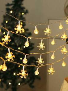 1pc 1.5/3/6M Christmas Interior Decoration Crystal Bubble Ball, Snowflake Light String, Battery Powered (Excluding Battery), Christmas Decoration Light String, Wedding Festival Party Decoration Night Light, Indoor, Bedroom, Christmas Decor Lights - Yellow - View 8