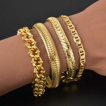 Vintage Minimalist 18K Copper Gold Plated 750 Italian Braided Bracelet, Unisex, Suitable For Daily And Party Wear, Fashionable Layering Accessory - Gold - View 3