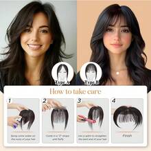Real Human Hair Forehead Topper Clips In Hair Bangs With Temple Lace Base Hair Frontal Curtain Realistic & Breathable Hair Fringe Hand Knotted Lace Hair Pieces For Women - Multicolor - View 7