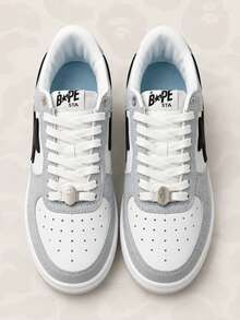 BAPE Unisex Chunky Sole Skate Sneakers, White Grey Camouflage Texture ...